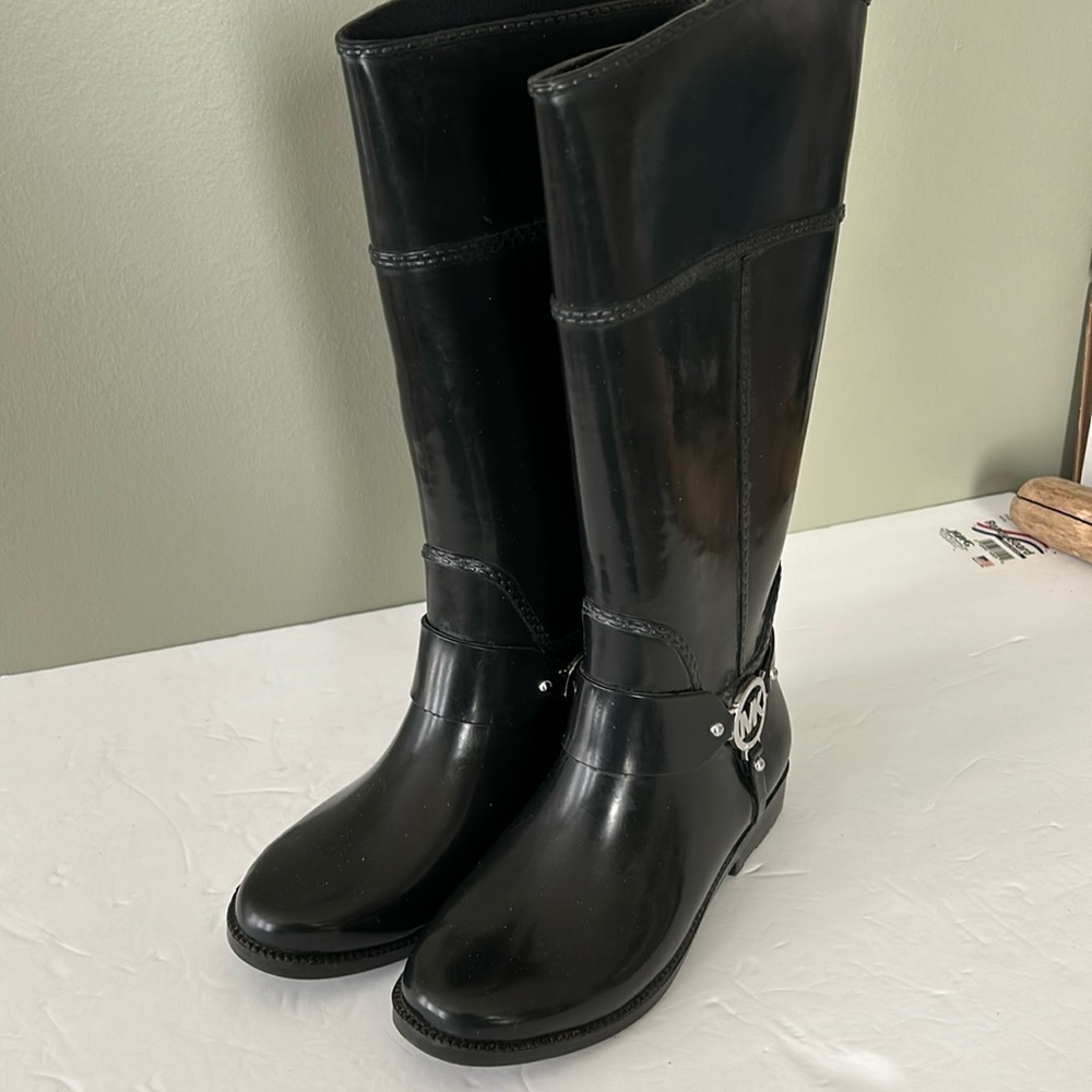 Michael Kors Fulton Black Rubber Rain boots, waterproof